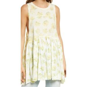 Free People Madison Print Sleeveless Longline Tunic Tank Dress Sz S Cotton NEW